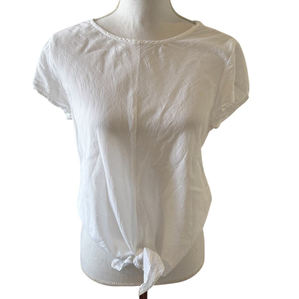 Cloth & Stone Cap Sleeve Tie Front Top White S